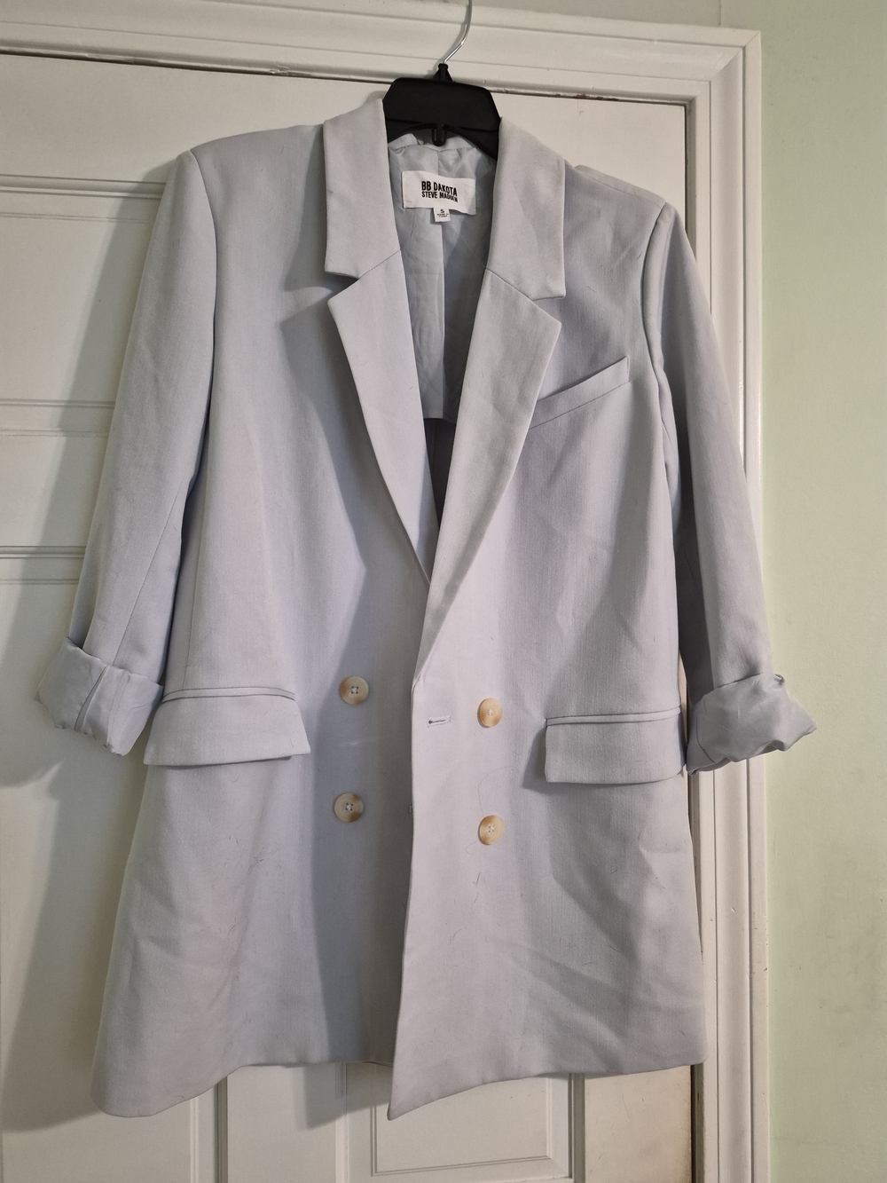 BB Dakota Light Gray Double-Breasted Blazer Jacket